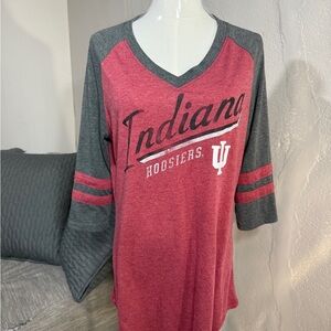 Indiana Hoosiers Women’s V-Neck Raglan Top | Large | NCAA Game Day Shirt